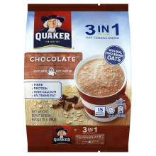 Quaker Chocolate 3 in 1 Oat Cereal Drink 8s x 28g