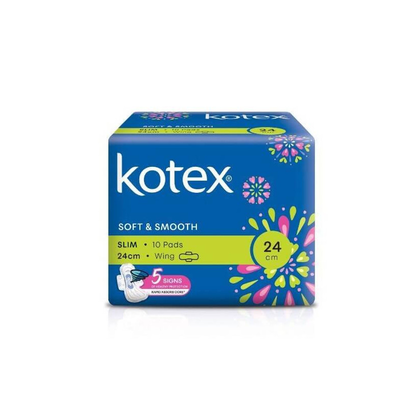 Kotex Soft & Smooth Slim Wing 24cm 10s