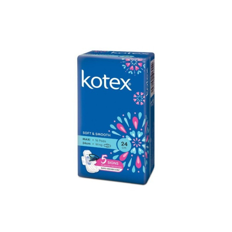 Kotex Soft & Smooth Maxi Wing 24cm 16s