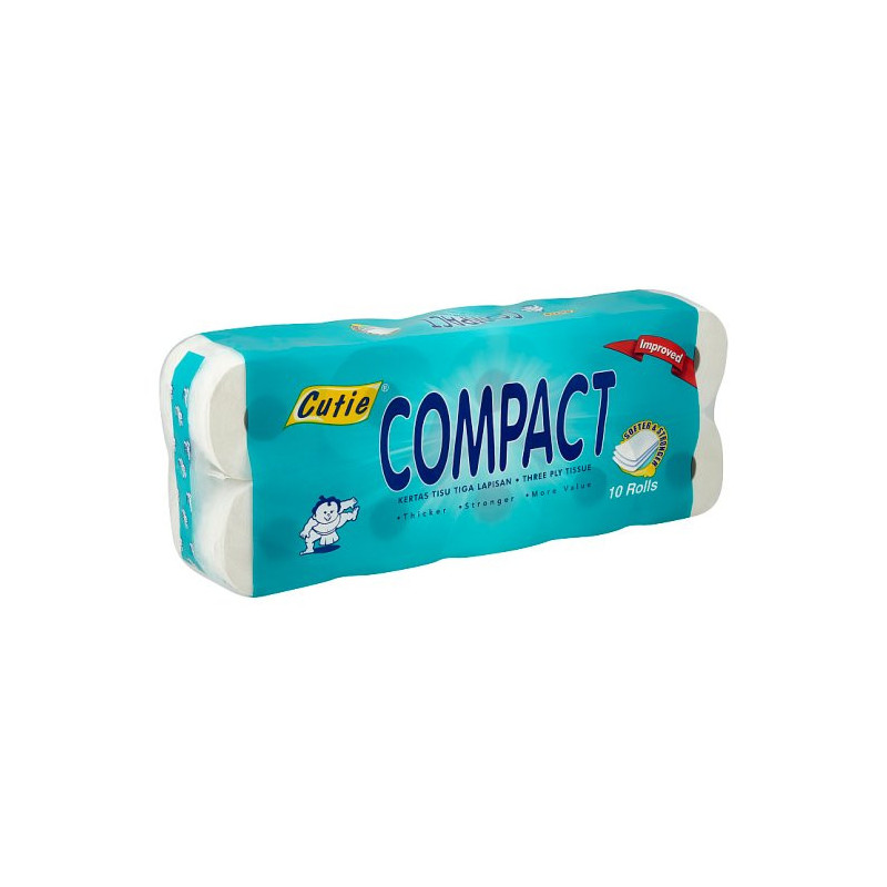 Cutie Compact Three Ply Tissue 10 Rolls