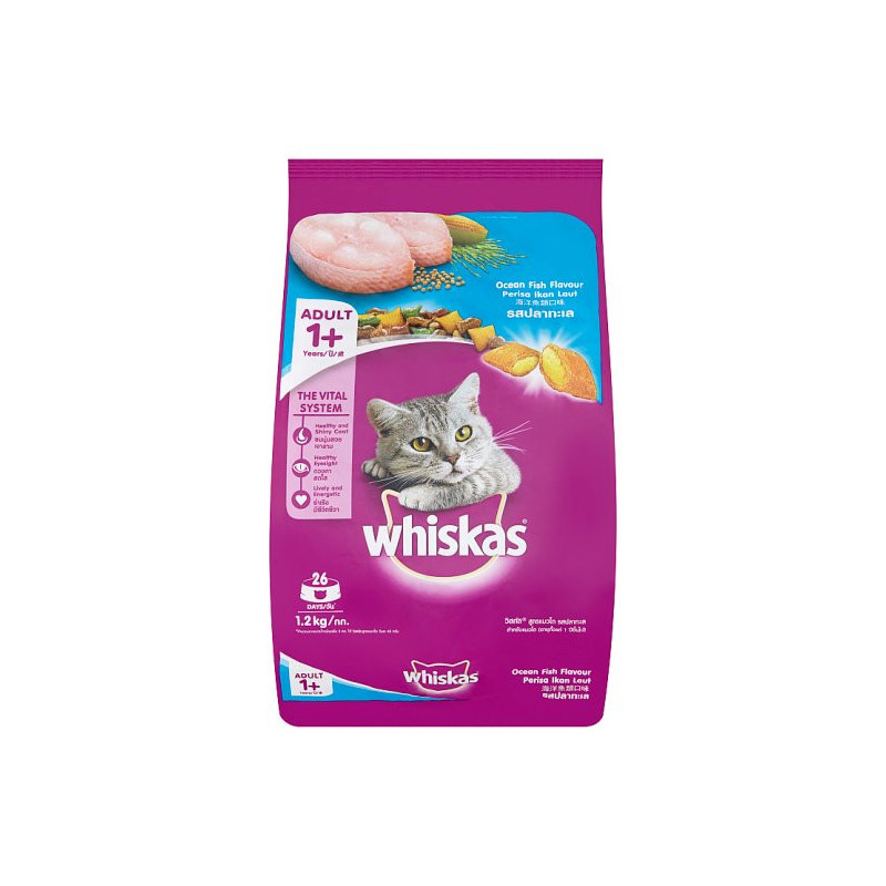 Whiskas Dry Cat Food Ocean Fish Flavoured 1.2kg
