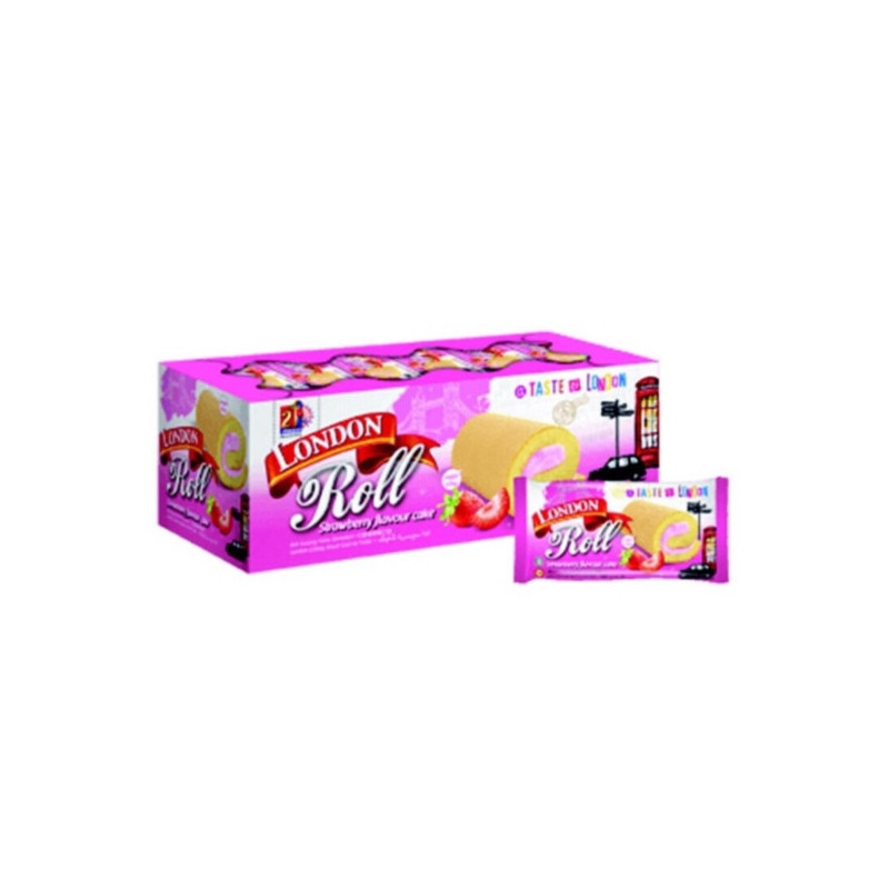 London Swiss Roll Cake- Strawberry 24x20g
